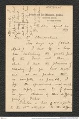 Nachlass Franz Steindachner, Brief von Alexander Goodman More an Franz Steindachner (24.04.1879), Inv.Nr. 349.05, Seite 1